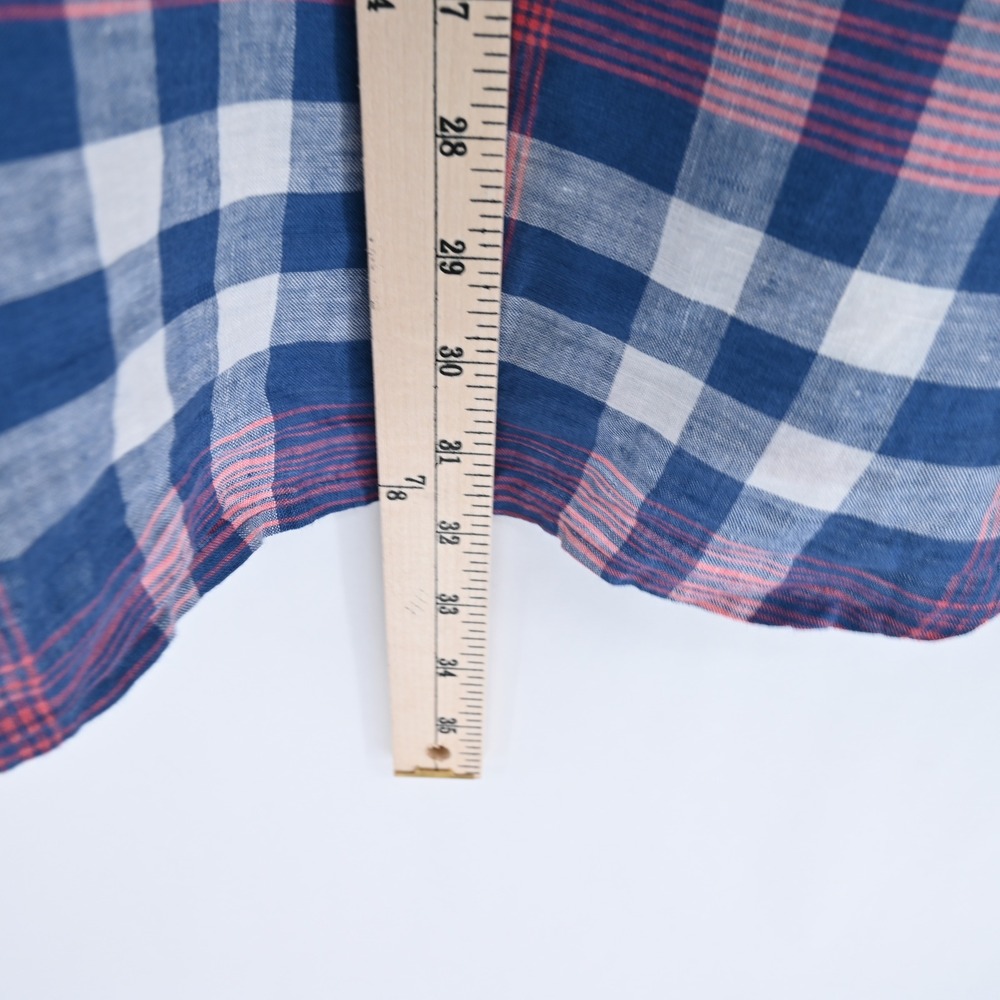 Tommy Bahama Mens XL Linen Cotton Plaid Shirt Coastal Resort Relaxed Luxe Blue - Picture 16 of 16
